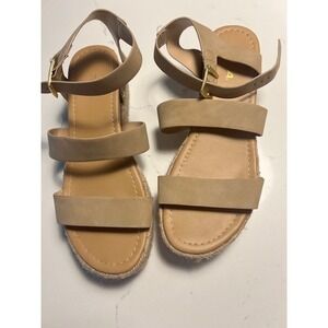Soda Bryce-S Tan Multi Strap Espadrille Platform Sandals Womens Size 10 Flatform